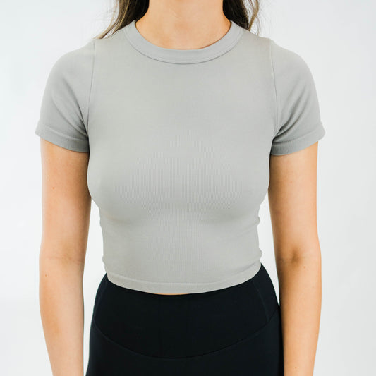 Women's Micro-Ribbed S/S Top (Cloud)