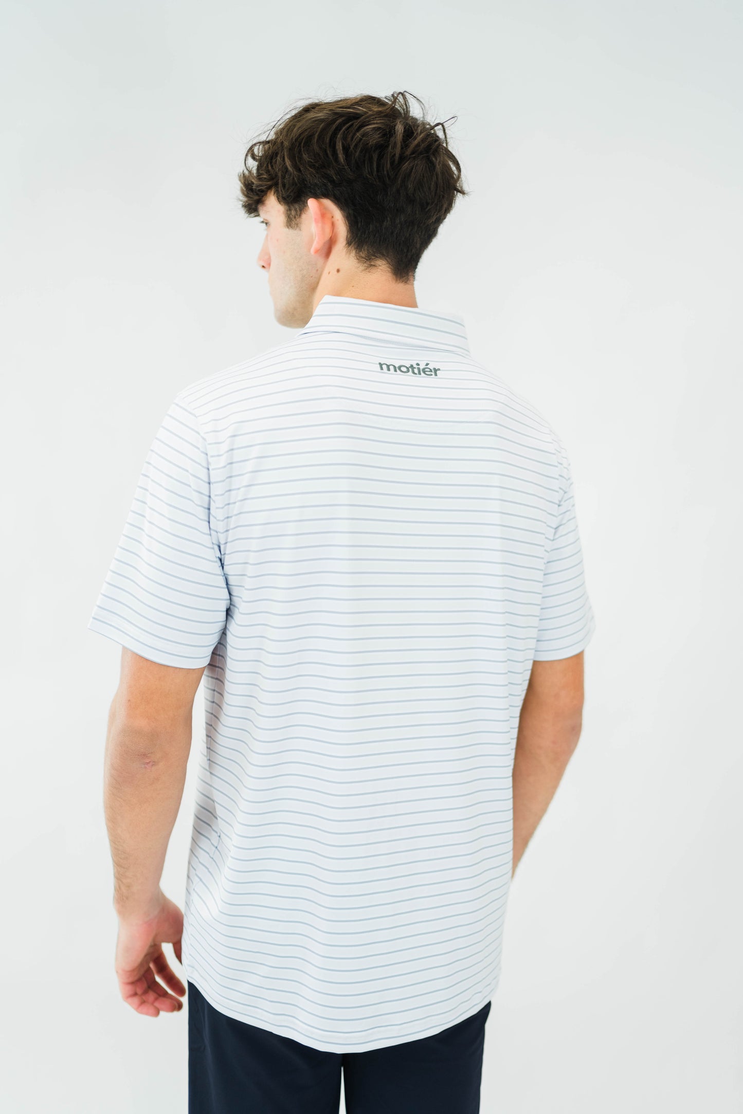 The Motier Striped Tour Golf Polo (Grey)