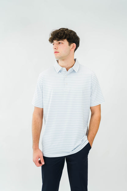 The Motier Striped Tour Golf Polo (Grey)