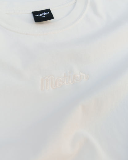 The Pin Script Embroidery Luxe Tee (Snow White)