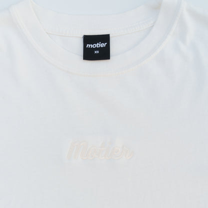 The Pin Script Embroidery Luxe Tee (Snow White)