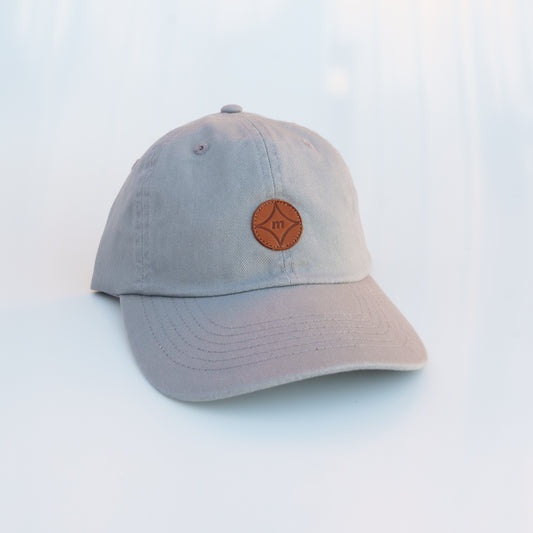 Leather Patch Dad Hat (Grey)