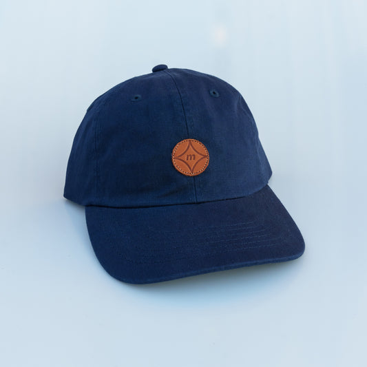 Leather Patch Dad Hat (Navy)