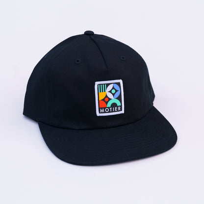 Mosaic Patch Leather Strapback (Black)