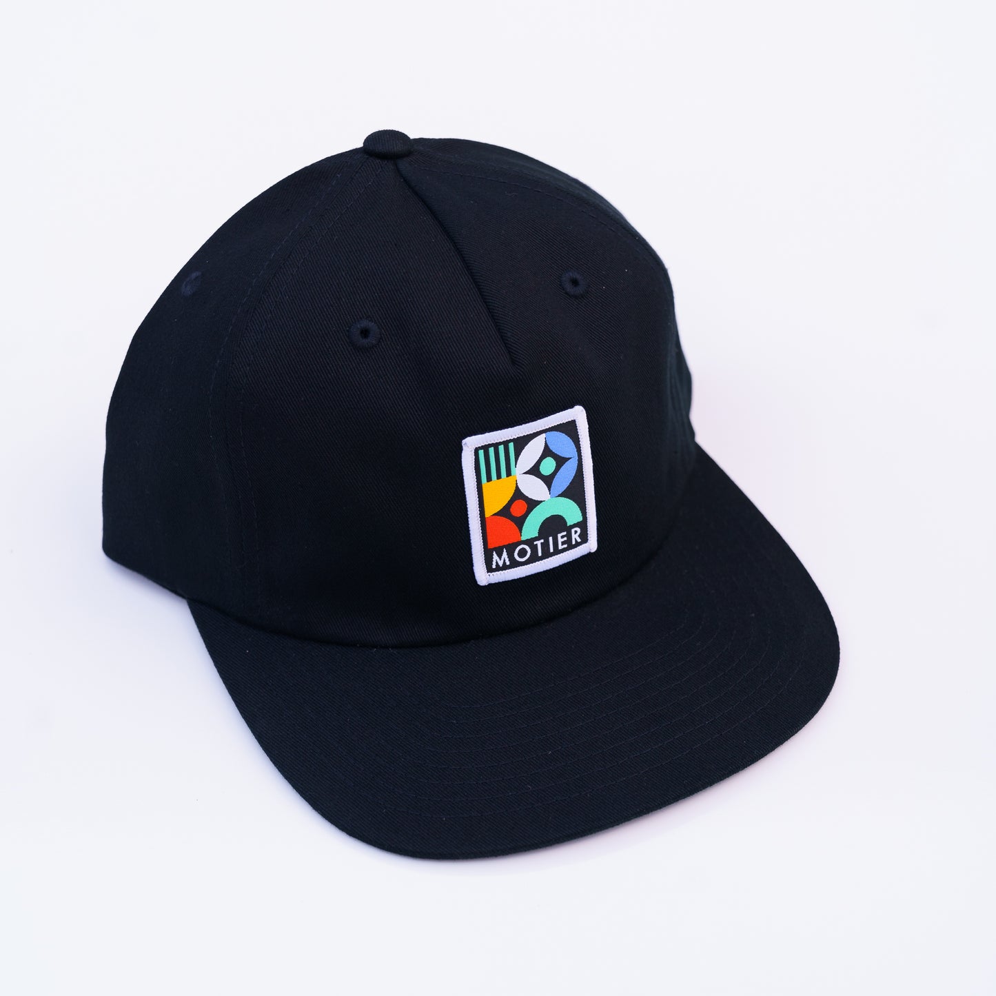 Mosaic Patch Leather Strapback (Black)