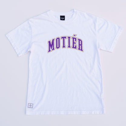 University Luxe Tee (White/Purple/Gold)