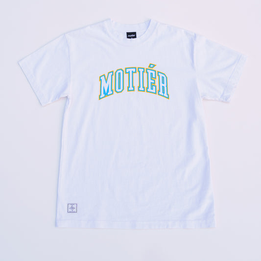 University Luxe Tee (White/Blue/Gold) - Motier Lafayette 