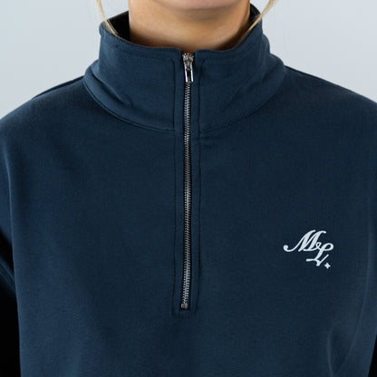 ML Script Oversized Quarter-Zip (Washed Navy)