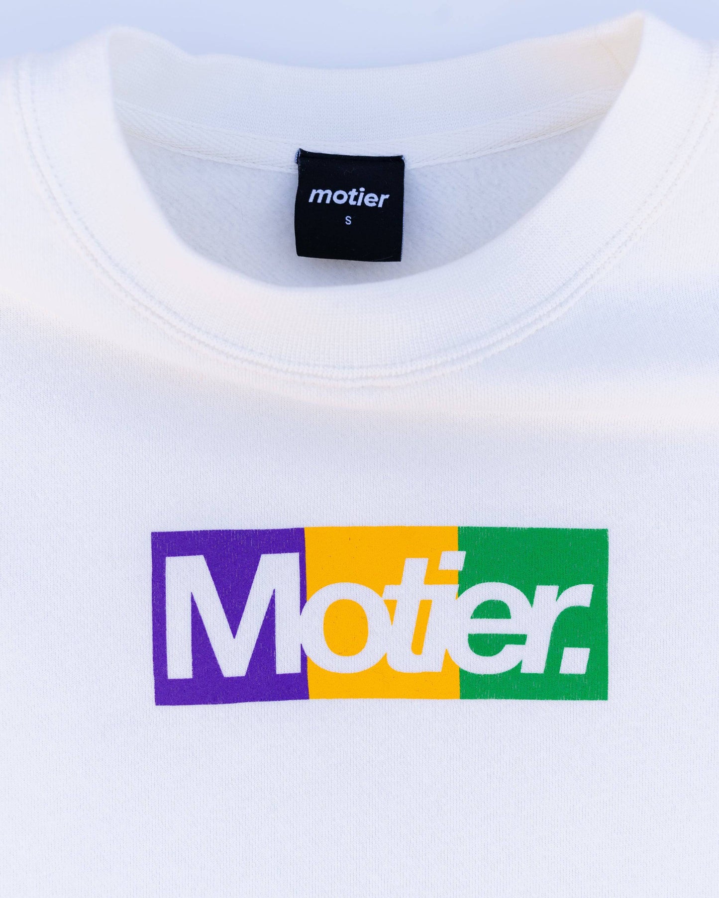 The Motier Krewe Box Crewneck (White) - Motier Lafayette 