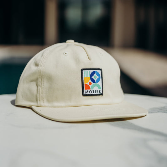 Mosaic Patch Leather Strapback (Off White)