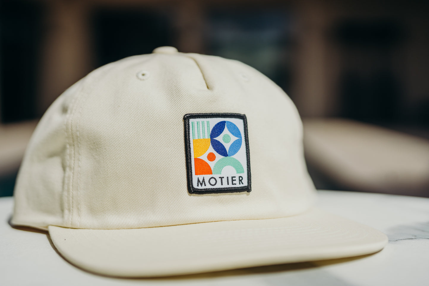 Mosaic Patch Leather Strapback (Off White)