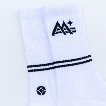 M-Stripe-Star Crew Socks (White)