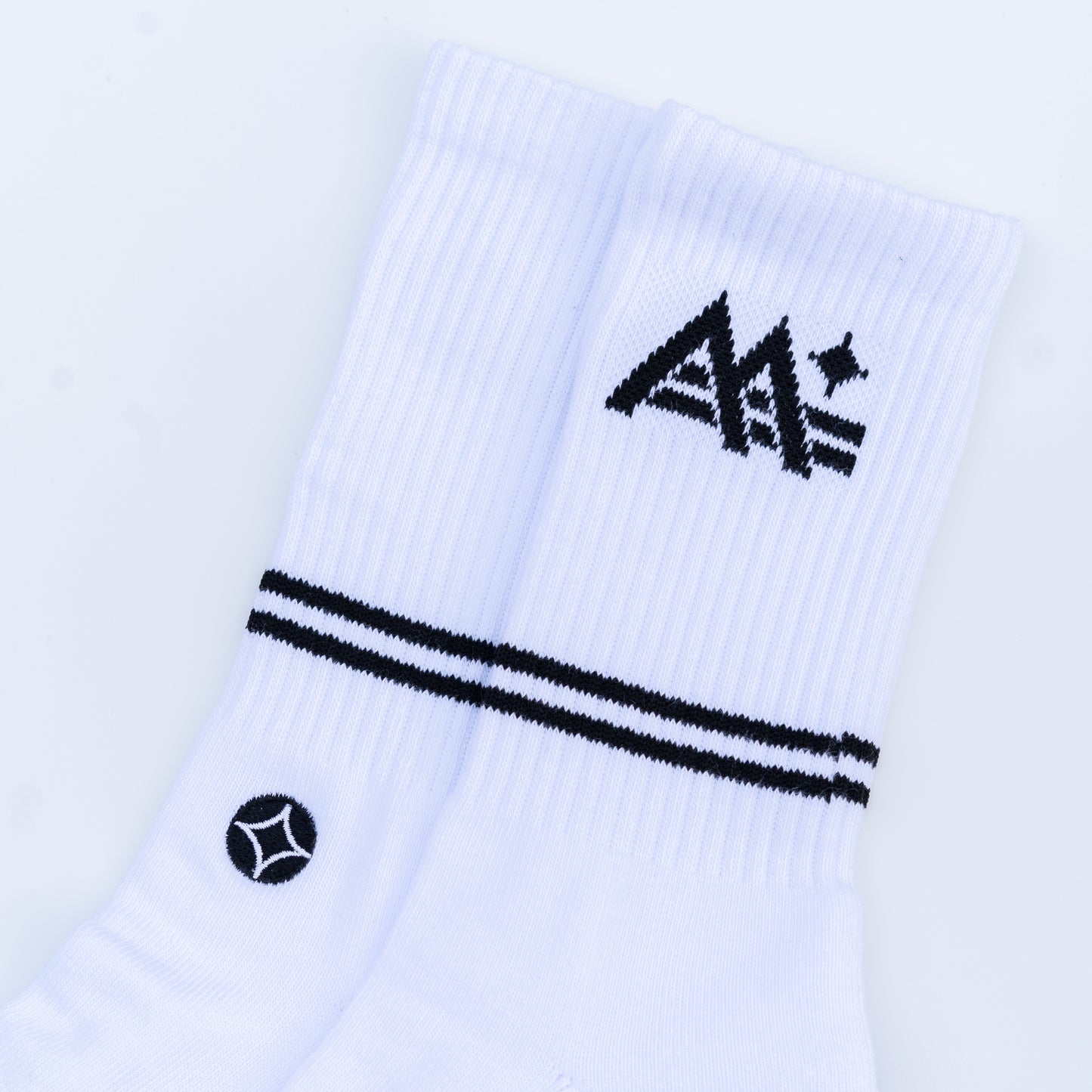 M-Stripe-Star Crew Socks (White)