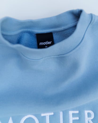 Spaced Logo Luxe Crewneck (Glacier Lake) - Motier Lafayette 