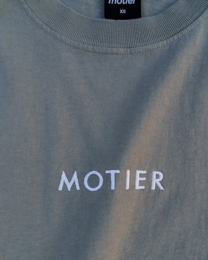 The Spaced Logo Embroidery Luxe Tee (Moon Mist)