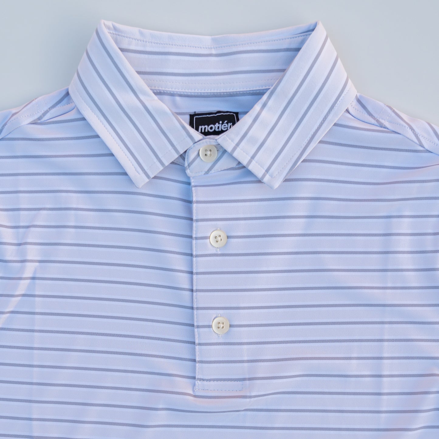 The Motier Striped Tour Golf Polo (Grey)