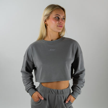 The Allure Open-Back Crewneck Pullover (Granite)