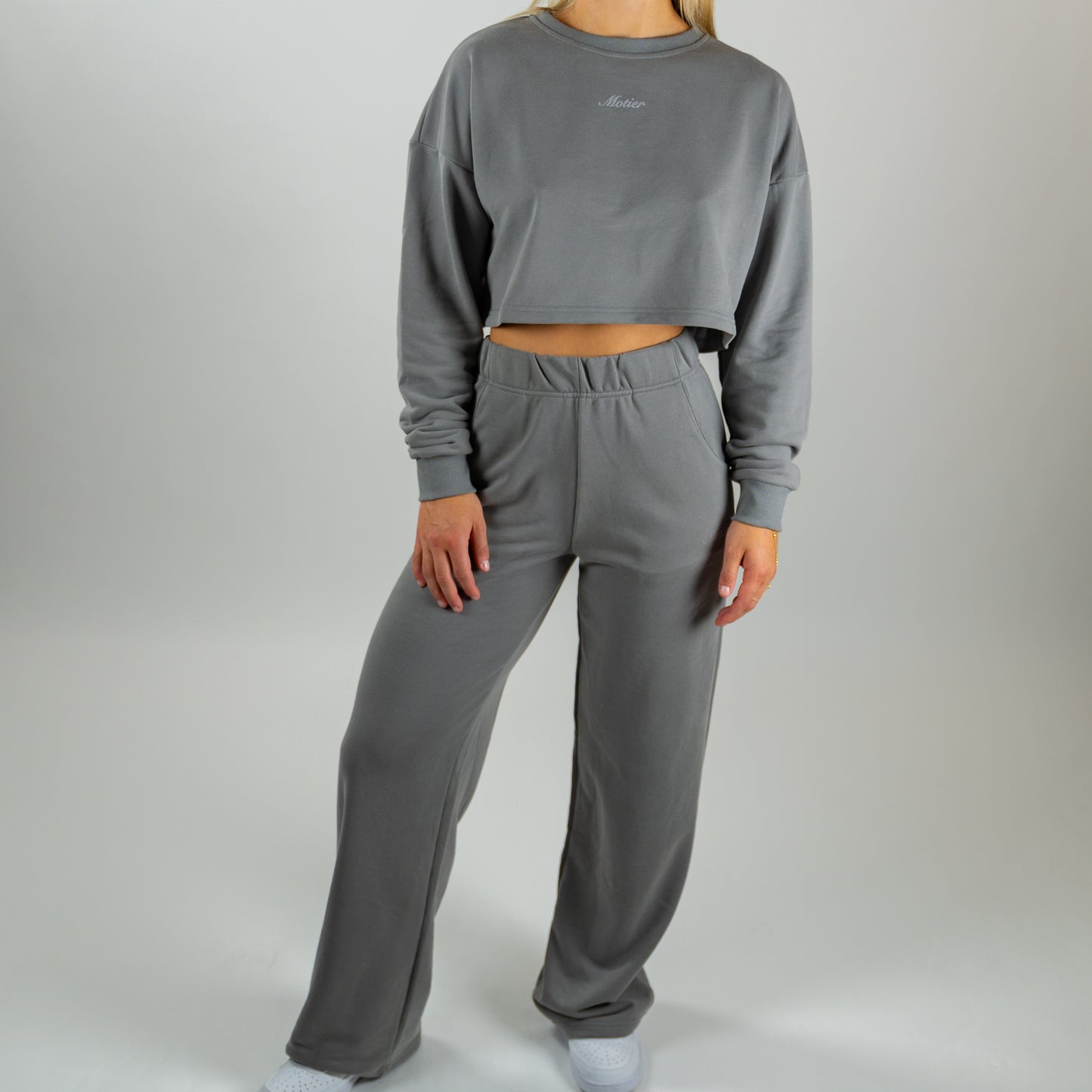 The Allure Open-Back Crewneck Pullover (Granite)