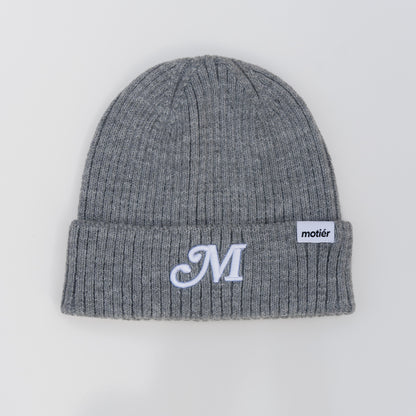 The M Script Beanie (Grey) - Motier Lafayette 