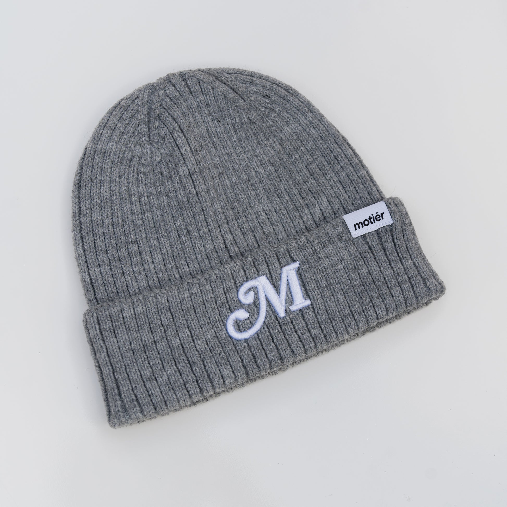 The M Script Beanie (Grey) - Motier Lafayette 