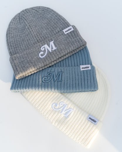 The M Script Beanie (Grey) - Motier Lafayette 