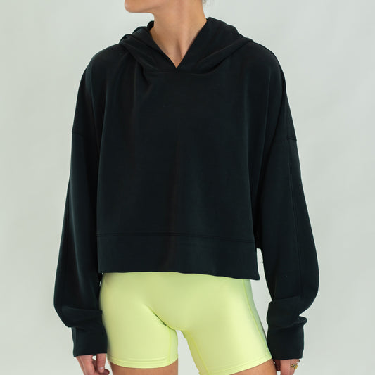 Buttersoft Oversized Crop Hoodie (Black)