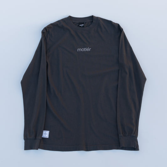 The Classic Embroidery Luxe L/S Tee (Asphalt)