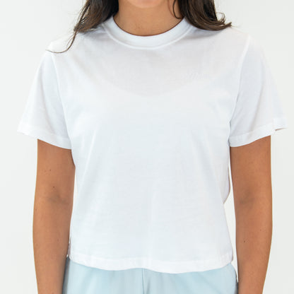 The Evelyn Script Baby Tee (White)