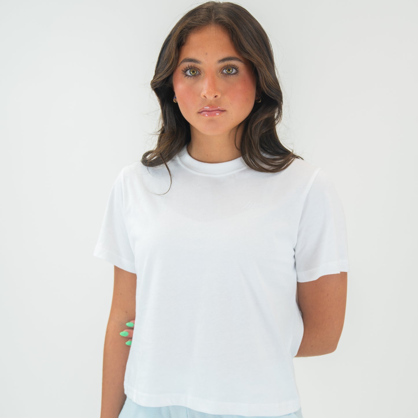 The Evelyn Script Baby Tee (White)
