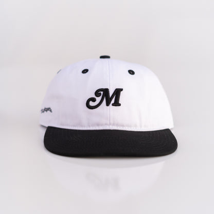 The Two Tone M Script Strapback (White/Black)