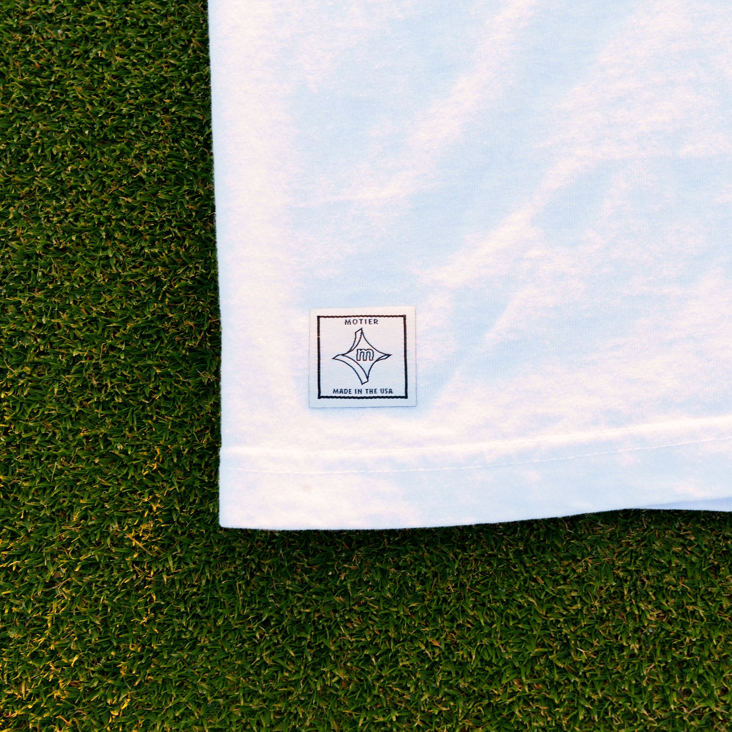 The Pin Mock Neck Luxe Tee (White/Navy)