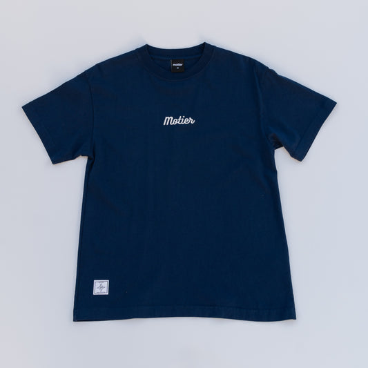 The Pin Script Embroidery Luxe Tee (Navy)