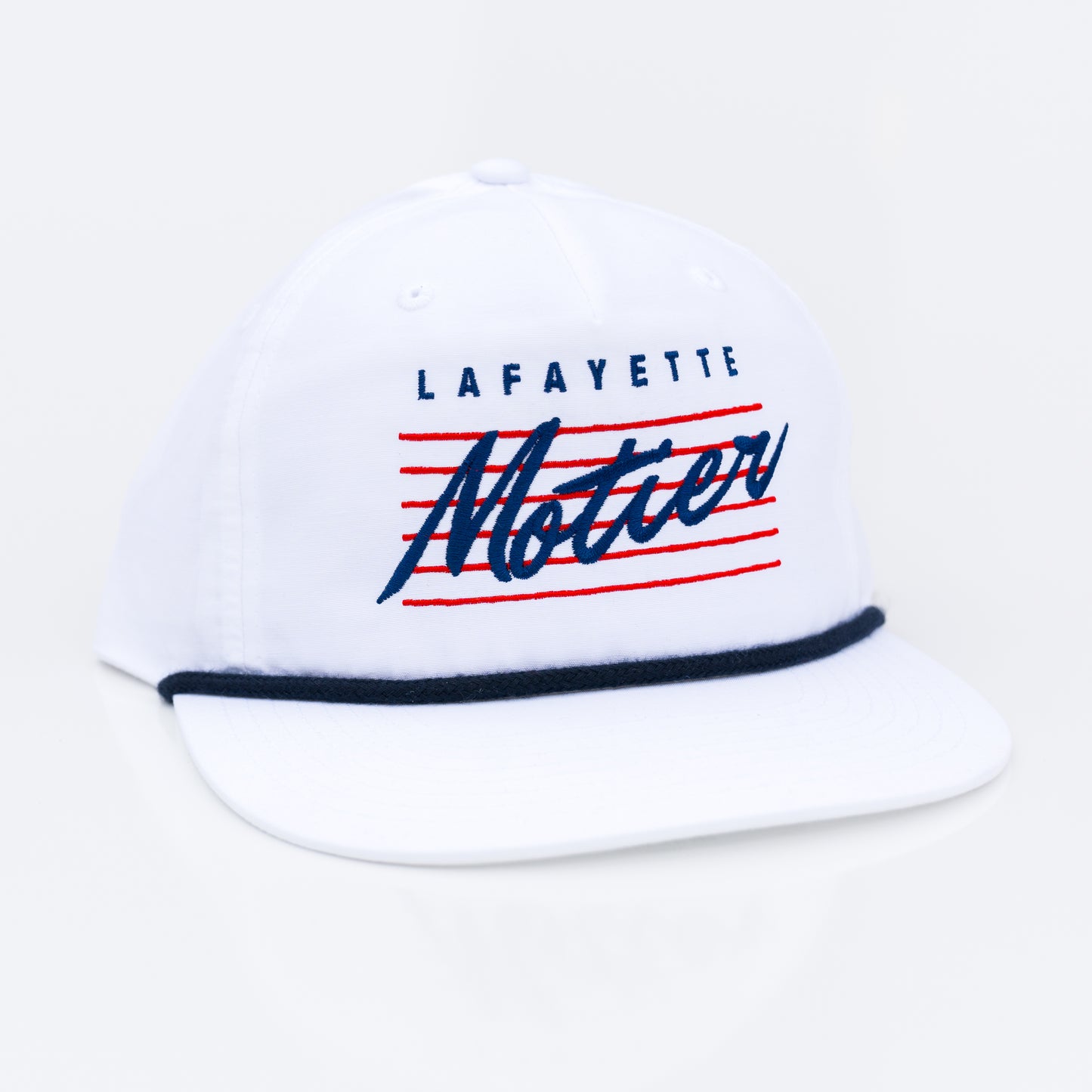 Retro Lafayette Roped Snapback (White/Navy/Red)