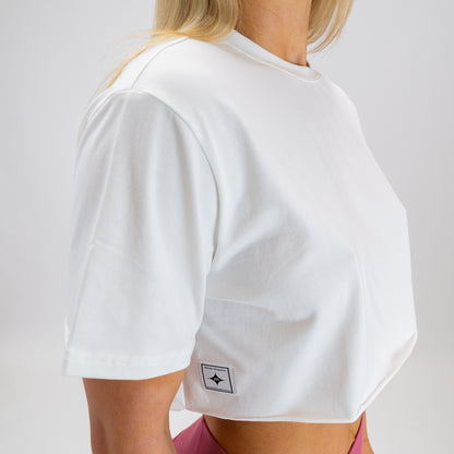 Solid Relaxed Crop Tee (White)