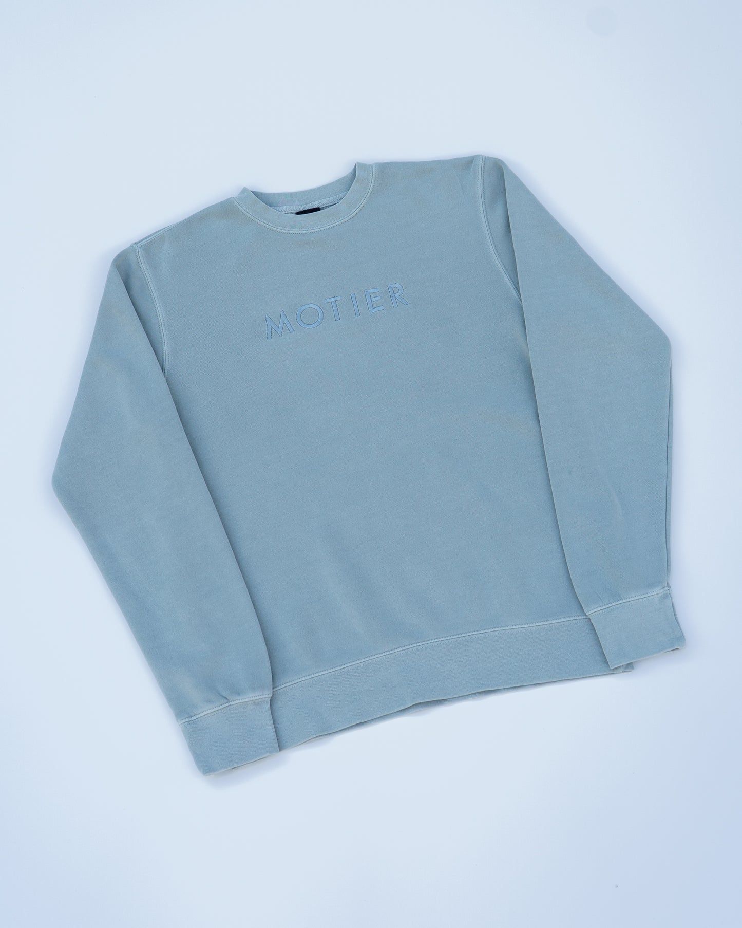 The Spaced Logo Pigment Dyed Crewneck (Sage)