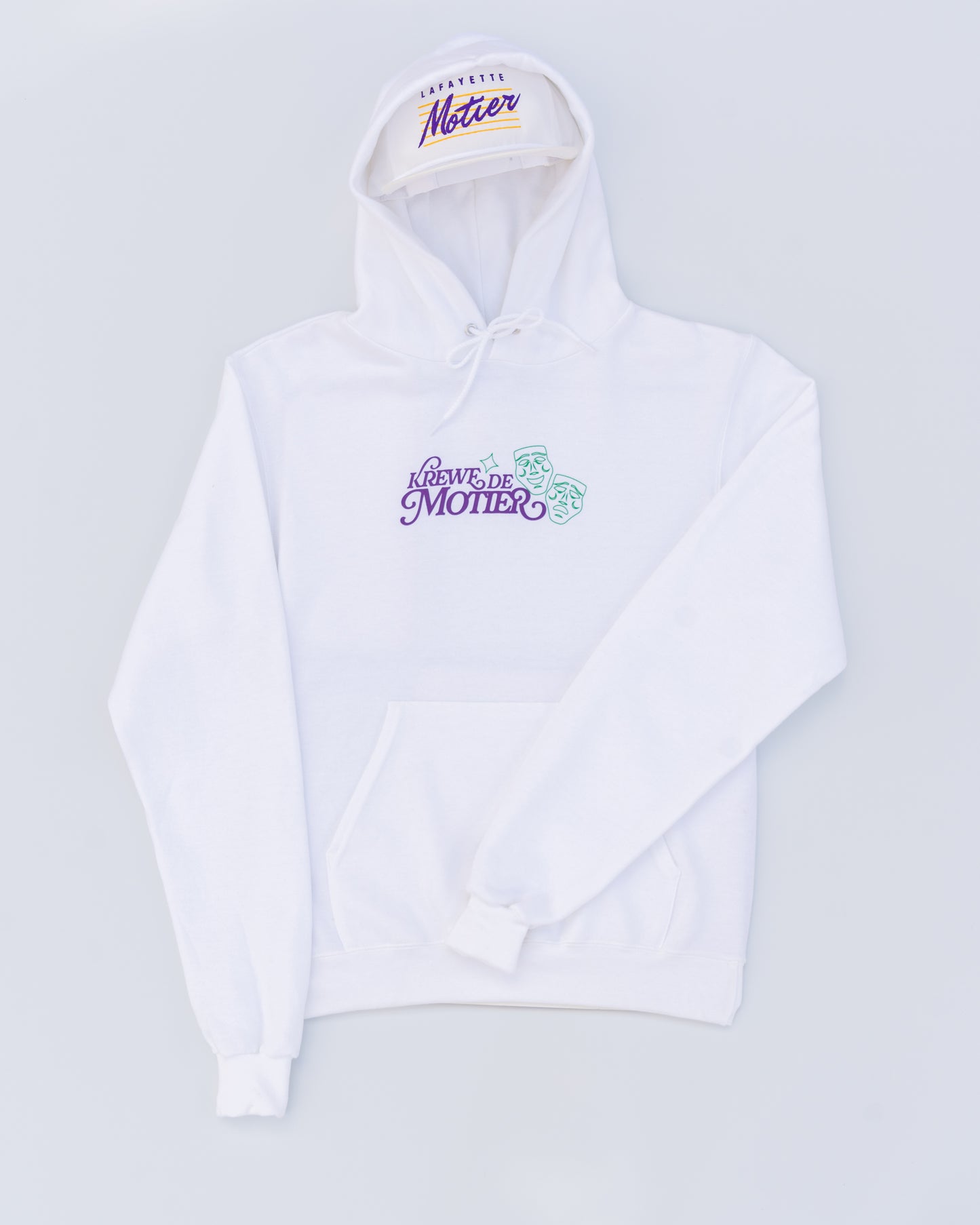 The Krewe De Motier 2025 Hoodie (White)