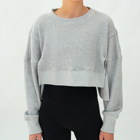 The Waffle Knit Oversized Top (Grey)