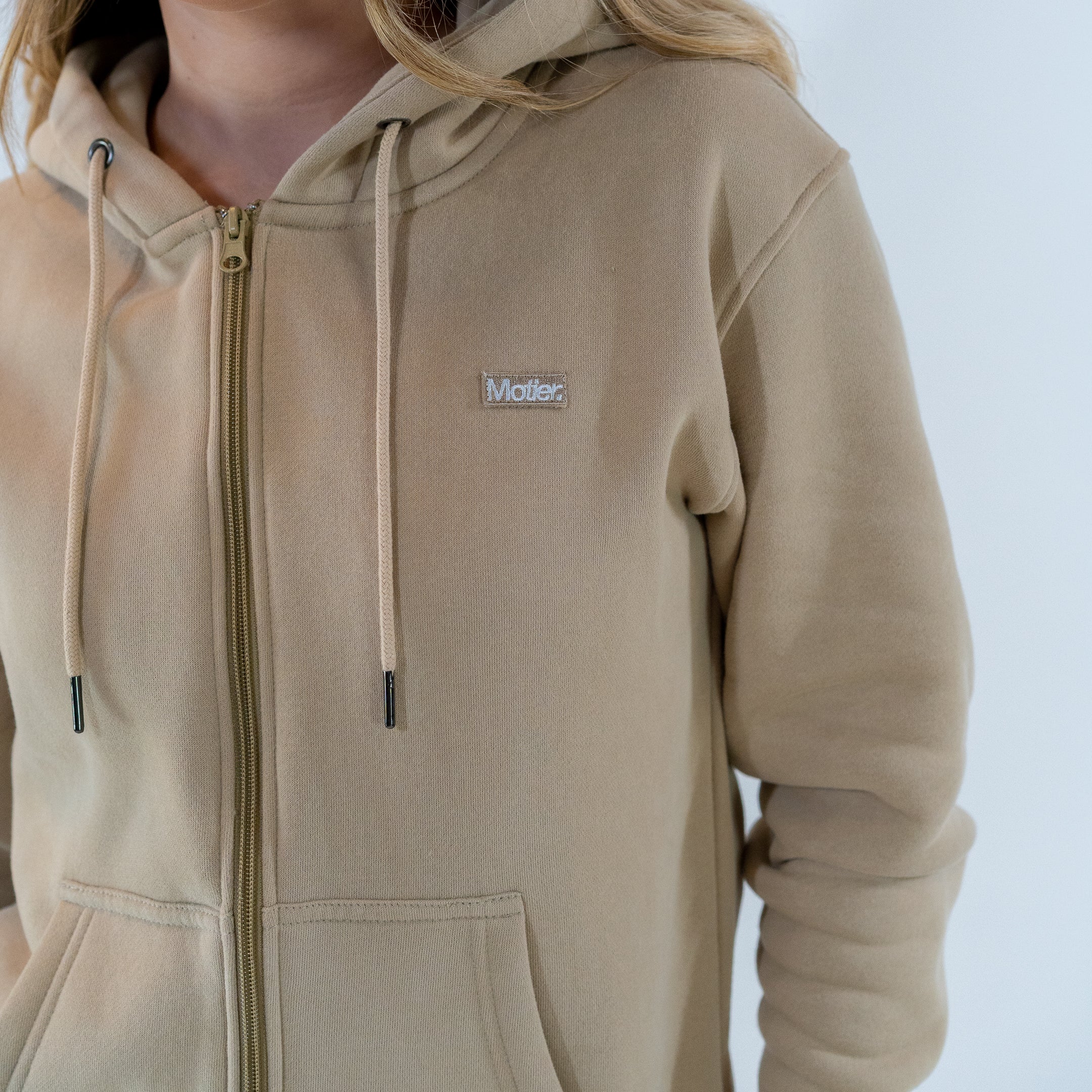 The Frances Full-Zip Hoodie (Dark Beige) – Motier Lafayette