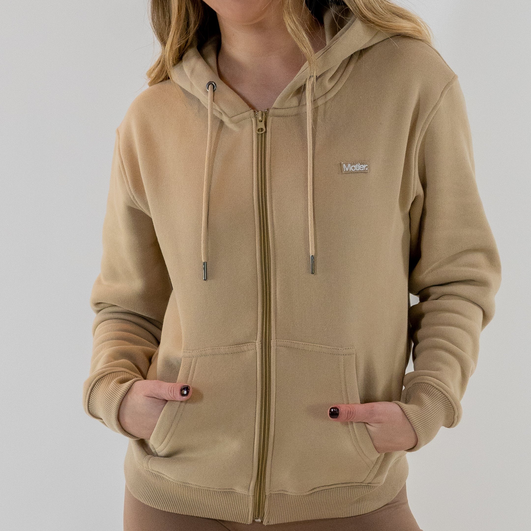 Beige zip up hoodie sales womens